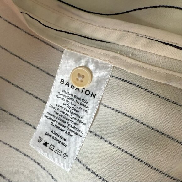 Aritzia Babaton Kahlo Cream Pinstripe Robe Jacket  Longline - Picture 10 of 13